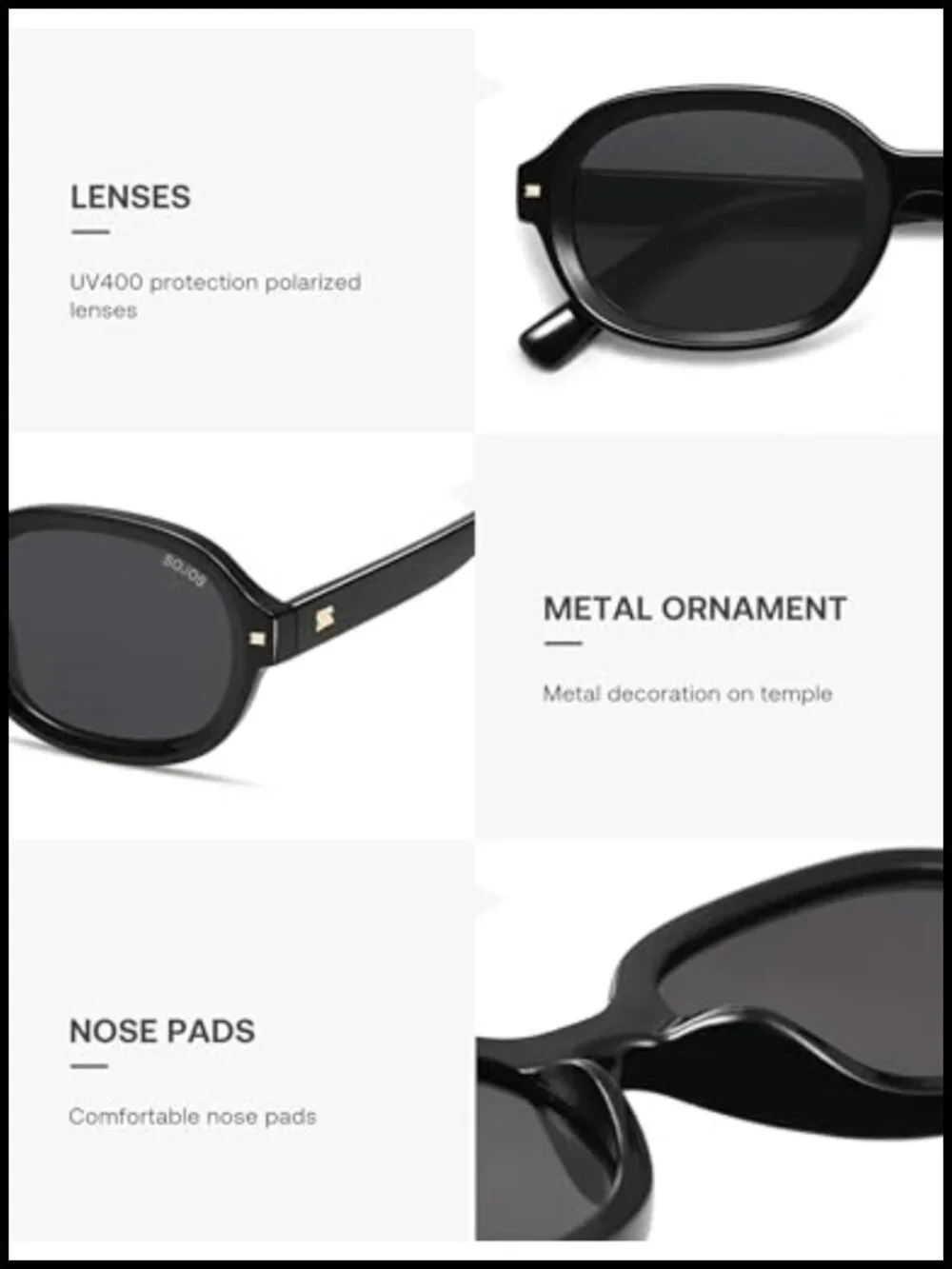 Retro Trendy Oval Round Polarized Sunglasses with UV400 Protection